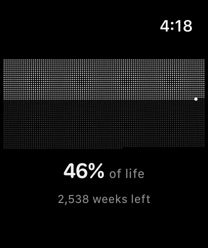 Daymark on the Apple Watch, showing the life-in-weeks grid.